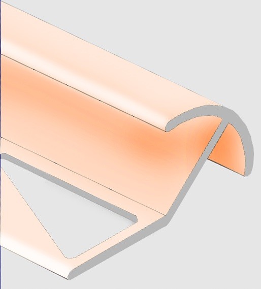 Профиль под плитку для наружных углов 10 мм алюминий PV70-15 розовый блестящий 2,7 м
