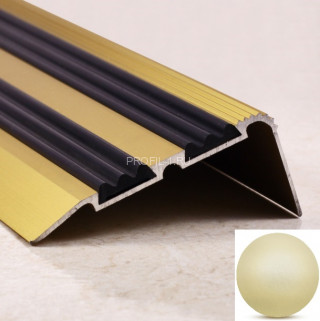 Угловой порог алюминиевый противоскользящий с резиной 68х30 мм ПО-68х30 бронза матовая-черный 2,7 м