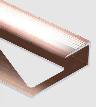Профиль для ламината оконечный Panel L с рифлением алюминий 10 мм PV59-15 розовый блестящий 2,7 м