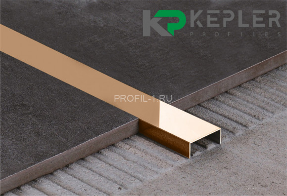 П-профиль бордюрный 10х15 мм из нержавеющей стали SS 304 FSUP15-RP S.S.304 розовое золото полированное 2.7 м