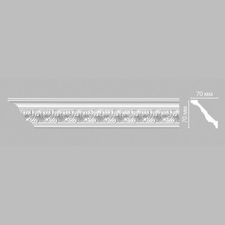 Плинтус DECOMASTER 95622 (70x70x2400) потолочный с рисунком классический орнамент с элементами из полиуретана, белый под покраску