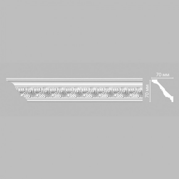 Плинтус DECOMASTER 95622 (70x70x2400) потолочный с рисунком классический орнамент с элементами из полиуретана, белый под покраску