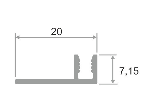 Вставка для Т-профиля алюминиевая 7 мм ПТО-7 без покрытия 2,7 м