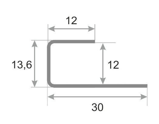 Торцевой окантовочный П-профиль нержавеющая сталь SB166-1B-12H серебро глянец 2,7 м