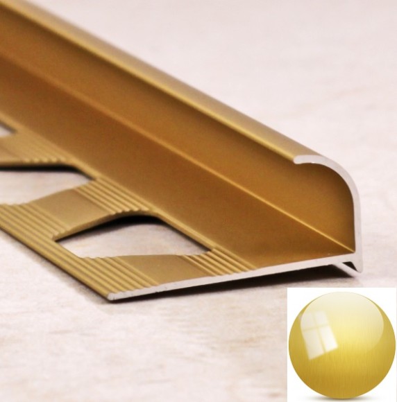 С-профиль для плитки 10 мм ПО-10 золото глянец браш 2,7 м