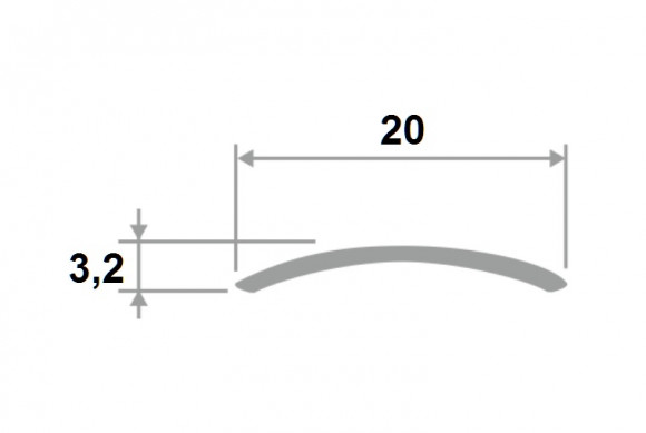 Латунный порог одноуровневый округлый ST 20 ON 20х3,2 полированный 2,7м