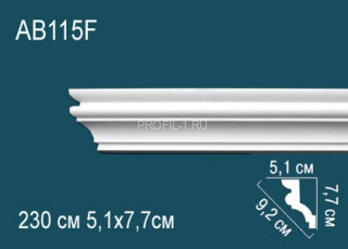 Потолочный плинтус гладкий Перфект AB115F белый полиуретан 77х92х51 мм 230 см