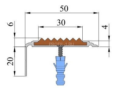 Противоскользящий порог алюминиевый угловой 26х50 мм АУ-50-Анод шампань-бежевый 1,5 м Противоскользящий порог алюминиевый угловой 26х50 мм АУ-50-Анод шампань-бежевый 1,5 м