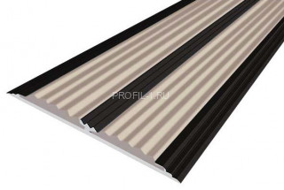 Порог 70 мм алюминиевый противоскользящий одноуровневый АП-70-Анод черный-бежевый 2,0 м