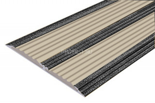 Алюминиевая полоса с 2-мя резиновыми вставками АП-70-Антик серебро-бежевый 1,5 м