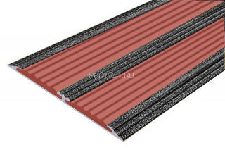 Алюминиевый порог одноуровневый 70 мм противоскользящий АП-70-Антик серебро-красный 3,0 м