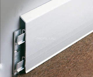 Алюминиевый плинтус напольный с кабель-каналом 100 мм Евротрим F-100 2642.01 серебро 2,95 м