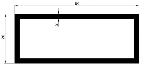 Алюминиевый бокс прямоугольный 20х50х2 мм 3 метра