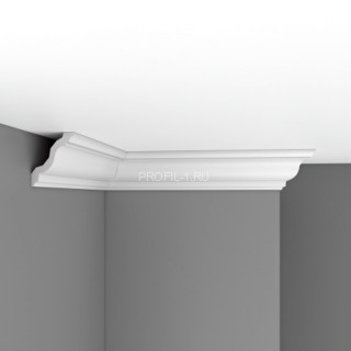Плинтус потолочный 125х105х2400 мм Decomaster DP 2212 из полиуретана белый под покраску Плинтус потолочный 125х105х2400 мм Decomaster DP 2212 из полиуретана белый под покраску