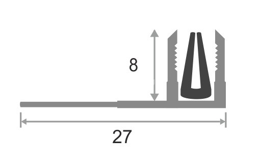 Вставка для Т-профиля алюминиевая 10 мм ПТО-10 без покрытия 2,7 м
