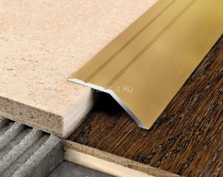 Алюминиевый порог разноуровневый 32 мм с насечками С2 Золото КЕ 2,7 м (упаковка 10 штук)