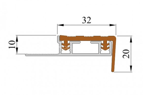 Закладной профиль противоскользящий ALPB-2.7 черно-желтый 2,7 м алюминиевый с резиновой вставкой