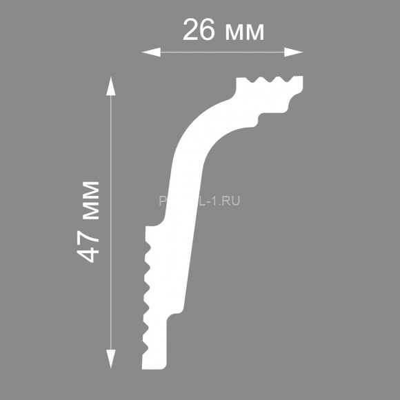 Потолочный плинтус Формат 06011D белый полистирол 26х47 мм 2м