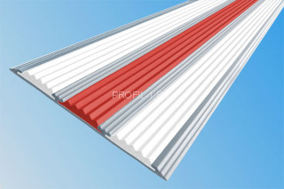Алюминиевая полоса с резиновыми вставками 100 мм АП-100 белый-красный-белый 2,7 м