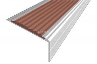 Угловой порог противоскользящий алюминий 26х50 мм АУ-50-Анод серебро-коричневый 1,5 м