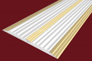 Алюминиевая полоса 70 мм с 2-мя противоскользящими вставками АП-70-Анод золото-белый 1,5 м