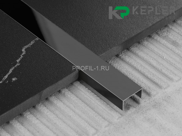 П-профиль бордюрный 10х15 мм из нержавеющей стали SS 304 FSUP15-BP S.S.304 черный полированный 2.7 м