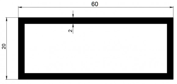 Алюминиевый бокс прямоугольный 20х60х2 мм 3 метра