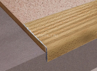 Алюминиевый порог угловой 20х40 мм с рифлением Д16 КД Бук светлый 2,7 м (упаковка 10 штук) Алюминиевый порог угловой 20х40 мм с рифлением Д16 КД Бук светлый 2,7 м (упаковка 10 штук)