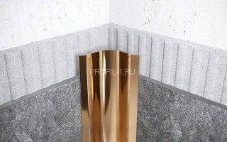 Уголок из нержавеющей стали внутренний округлый равнополочный с загнутыми краями 50х50 мм FVR 50 GP золото полированное 300 см Уголок из нержавеющей стали внутренний округлый равнополочный с загнутыми краями 50х50 мм FVR 50 GP золото полированное 300 см