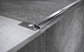 П-профиль из нержавеющей стали окантовочный закладной 10х10 мм FUR 10 P полированная сталь 270 см П-профиль из нержавеющей стали окантовочный закладной 10х10 мм FUR 10 P полированная сталь 270 см