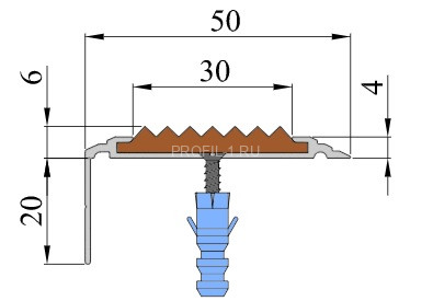 Алюминиевый порог угловой противоскользящий 26х50 мм АУ-50 (Премиум) желтый 2,0 м