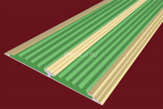Алюминиевая полоса 70 мм с 2-мя противоскользящими вставками АП-70-Анод золото-зеленый 1,5 м