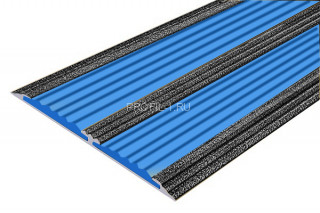 Алюминиевая полоса с 2-мя резиновыми вставками АП-70-Антик серебро-синий 1,5 м