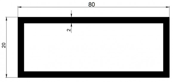 Алюминиевый бокс прямоугольный 20х80х2 мм 3 метра Алюминиевый бокс прямоугольный 20х80х2 мм 3 метра