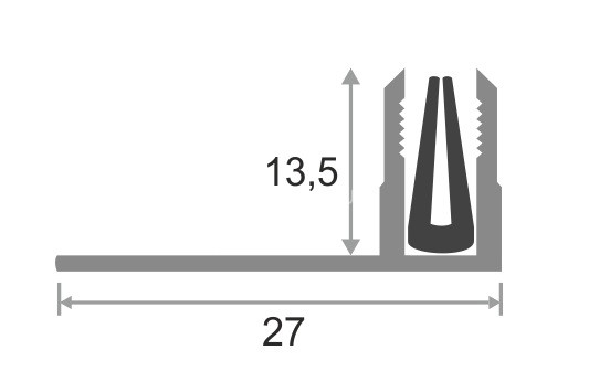 Вставка для Т-профиля алюминиевая 14 мм ПТО-14 без покрытия 2,7 м