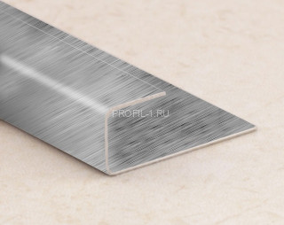 П-образный профиль из нержавейки торцевой SB203-10H серебро глянец браш 2,7 м