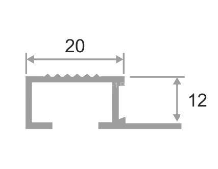 П-профиль алюминиевый с рифлением закладной 12х20 мм ПО-П12Х20 серебро матовое 2,7 м