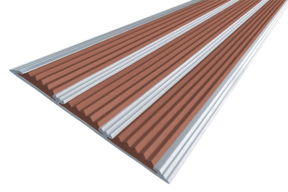Алюминиевая полоса с резиновыми вставками 100 мм АП-100 коричневый 3,0 м