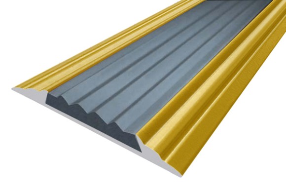 Алюминиевая  полоса с резиновой вставкой 46 мм АП-46-Антик золото-серый 1,0 м