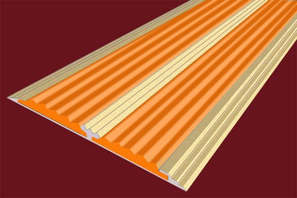 Алюминиевая полоса 70 мм с 2-мя противоскользящими вставками АП-70-Анод золото-оранжевый 1,5 м