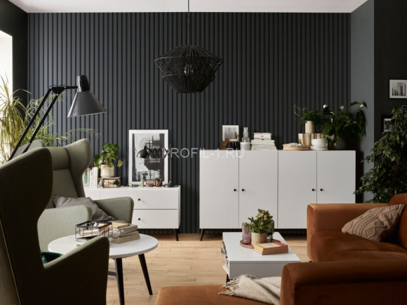 Правая планка для реечной панели VOX LINERIO L-LINE антрацит 2650х32х21 мм