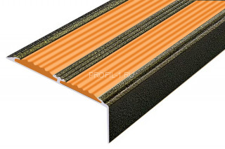 Алюминиевый угол-порог 70х22 с 2-мя резиновыми вставками АУ-70-Антик бронза-оранжевый 1,5 м