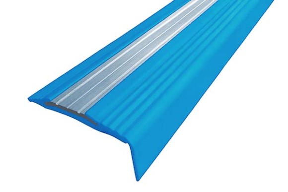 Противоскользящий профиль угловой с алюминиевой вставкой 50х18 мм NoSlipper-Угол голубой 2,7 м