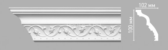 Плинтус потолочный 100х102х2400 мм Decomaster 95821 из полиуретана белый под покраску Плинтус потолочный 100х102х2400 мм Decomaster 95821 из полиуретана белый под покраску