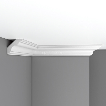 Плинтус потолочный 75х70х2400 Decomaster DP 339A из полиуретана белый под покраску