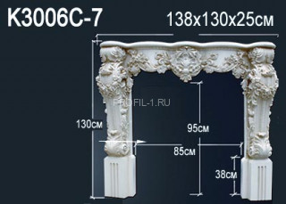 Декоративный камин Perfect K3006 белый полиуретан 1300х1380х250 мм