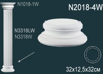 Капитель колонны Перфект N2018-4W полиуретан 125х320х320 мм