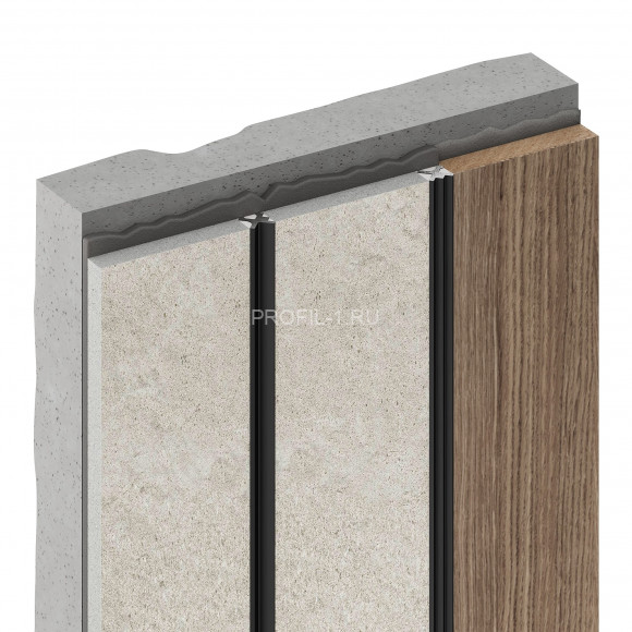 Алюминиевая теневая разделительная рейка Decaro D00X.A Titanium титан для стен и потолка 3 м