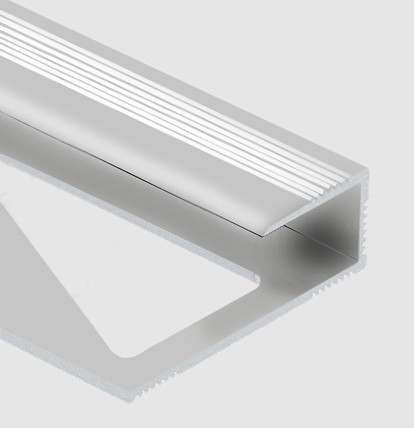 Профиль для ламината оконечный Panel L с рифлением алюминий 12 мм PV45-02 серебро матовое 2,7 м