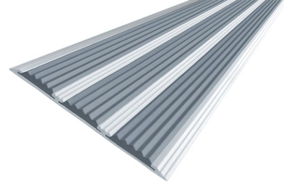 Алюминиевая полоса с резиновыми вставками 100 мм АП-100 серый 3,0 м